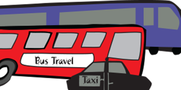 Taxi, bus and train