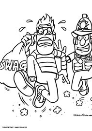 Thieve running away wth the swag colouring sheet