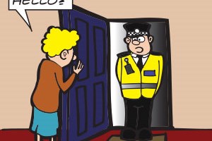 Police Officer at the door